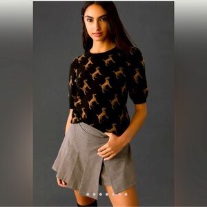 Anthropologie Maeve Harmon Jacquard Sweater Sz XS Dog Print